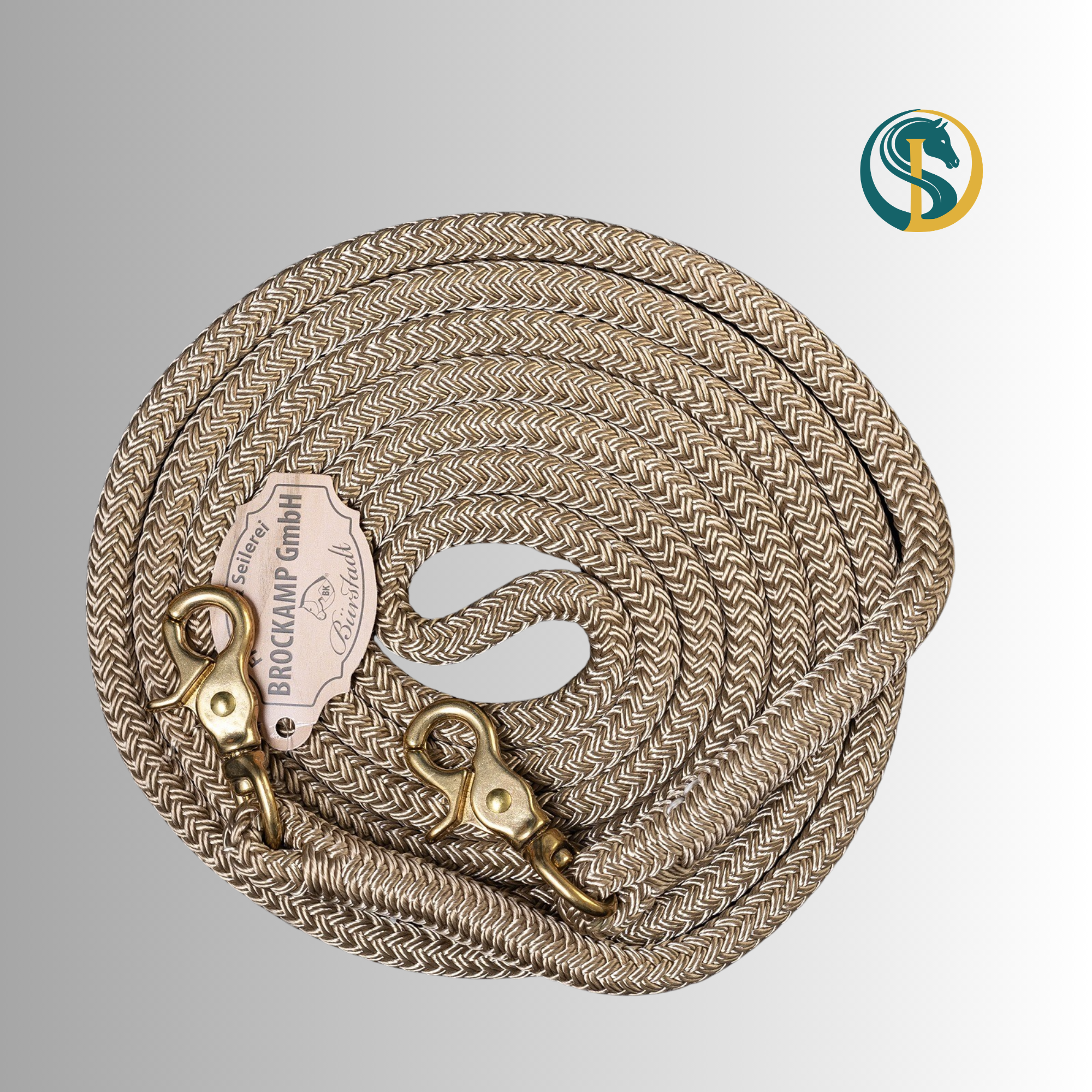 Brockamp Seilzügel geschlossen 10mm beige mit Messingsnap